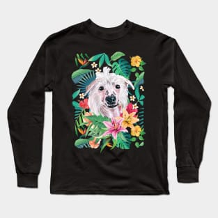 Tropical Chinese Crested Dog Long Sleeve T-Shirt